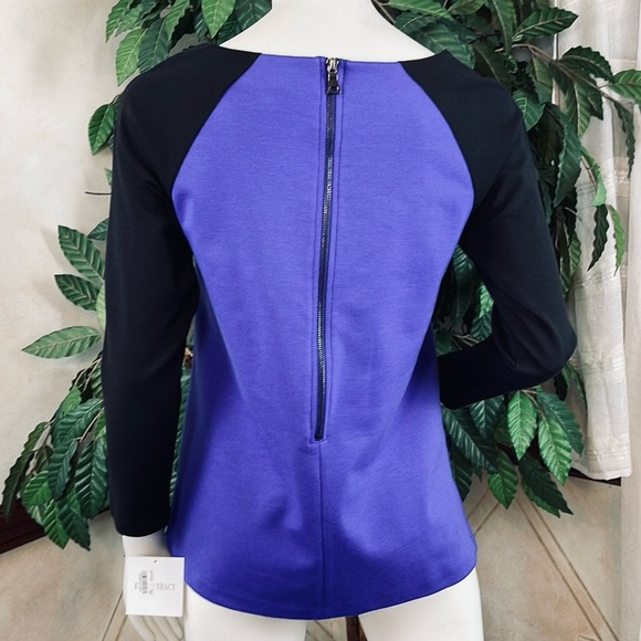 ELLEN TRACY PURPLE & BLACK ZIP BACK TUNIC - Picture 3 of 10